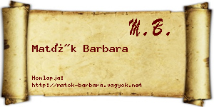 Matók Barbara névjegykártya