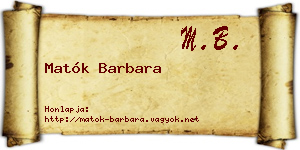 Matók Barbara névjegykártya